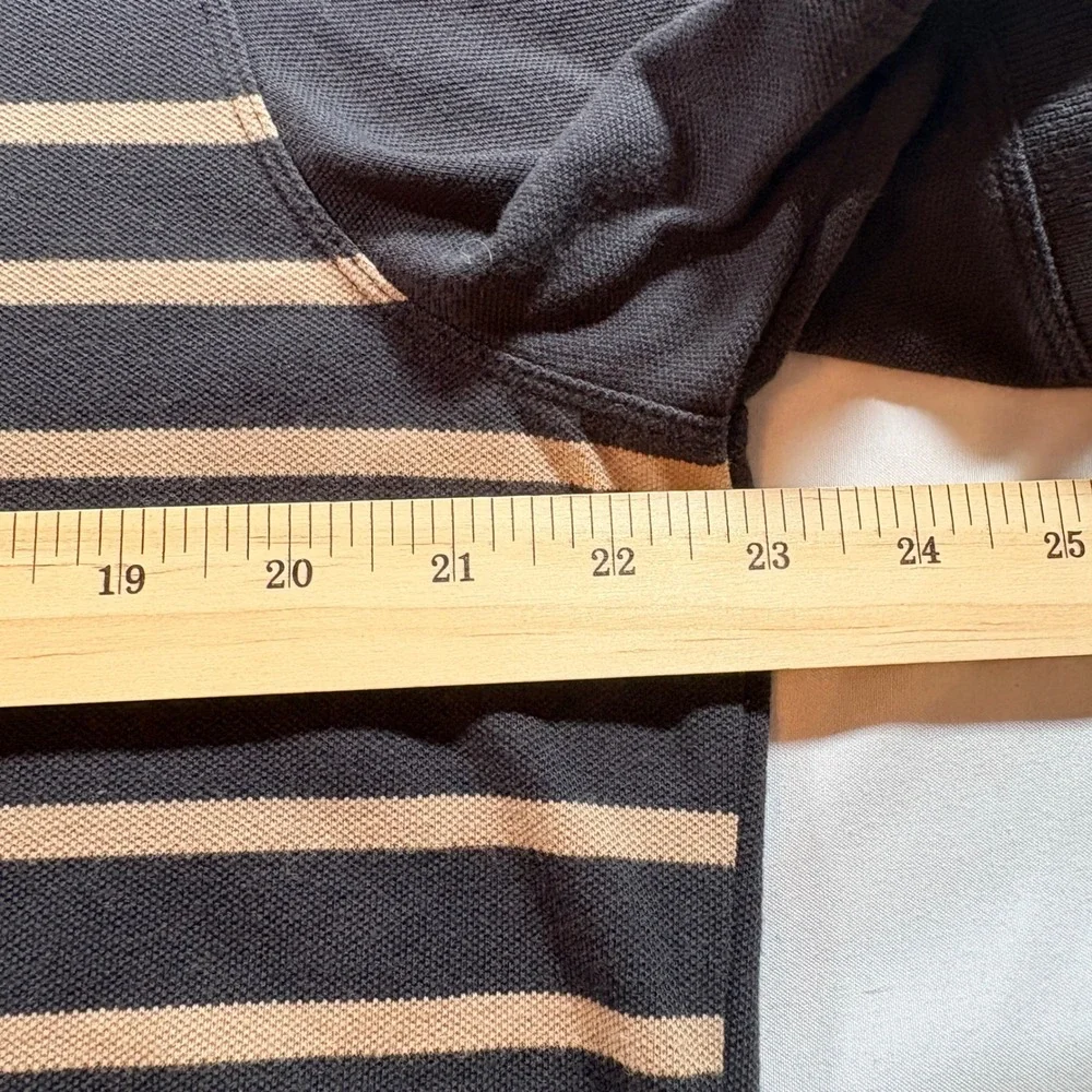 Banana Republic Polo Shirt Mens XL Tall Black Tan Striped Cotton Stretch Pique